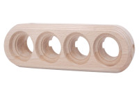 Рамка 4 местная дерево для декоративной трубы, Натурель, Bironi BF1-640-10/T-2