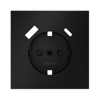 Лицевая панель для розетки с З/К и шторками, с USB A+C, Черный матовый, S70 Voltum VLS001008