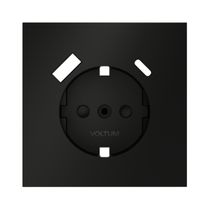 Лицевая панель для розетки с З/К и шторками, с USB A+C, Черный матовый, S70 Voltum VLS001008