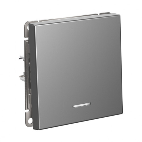 Кнопка без фиксации 1 кл. с подсв., Сталь, ArtGallery SE GAL000916