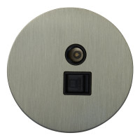 Розетка тел+комп TV+RJ45 (внутренний монт.), Никель, Аrt Salvador EU010108