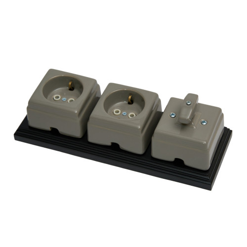 Выключатель керамический 1 кл. (2 положения), Серый, Кром Interior Electric ВПКК/05