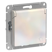 Розетка с З/К с шторками с крышкой, Жемчуг, AtlasDesign SE ATN000446