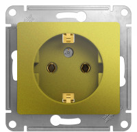 Розетка 1 местная с З/К и шторкой 16А 250В, Фисташковый, Glossa SE GSL001045