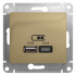 Розетка USB для зарядки A+C, Титан, Glossa SE GSL000439