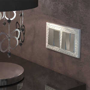 Выключатель 2 кл., Серебряный рифленый, Werkel W1120009