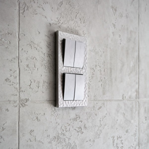 Выключатель 2 кл., Серебряный рифленый, Werkel W1120009