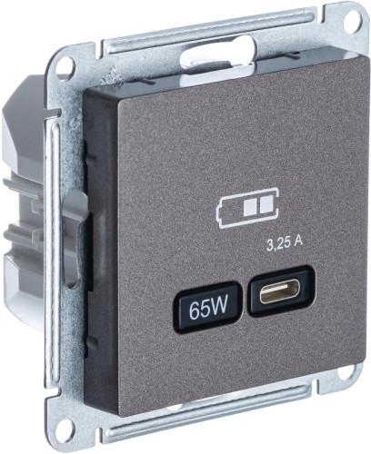 Розетка USB для быстрой зарядки, тип C 65Вт, Мокко, AtlasDesign SE ATN000627