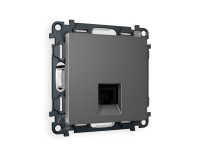 Розетка комп. с шторками RJ45 Cat. 6, Антрацит серый, ALFA Quant Ambrella Volt MA662010