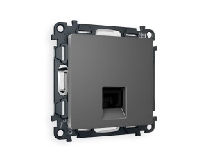 Розетка комп. с шторками RJ45 Cat. 6, Антрацит серый, ALFA Quant Ambrella Volt MA662010