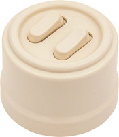 Выключатель пластик кнопочный 2 кл., Ванильный глянец, Jantera Cambre JCA.0K02.PG03