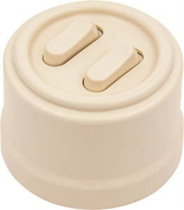 Выключатель пластик кнопочный 2 кл., Ванильный глянец, Jantera Cambre JCA.0K02.PG03