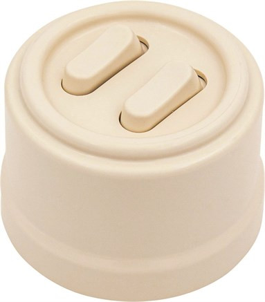 Выключатель пластик кнопочный 2 кл., Ванильный глянец, Jantera Cambre JCA.0K02.PG03