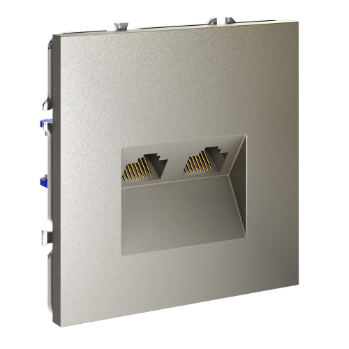 Розетка компьютерная 2-ая RJ45+RJ45 кат.6, Шелк, S70 Voltum VLS060204