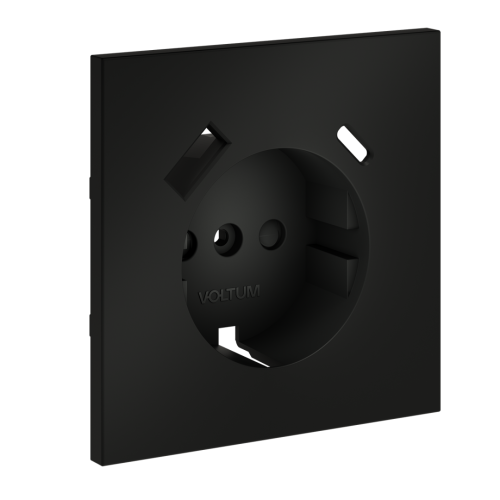 Лицевая панель для розетки с З/К и шторками, с USB A+A, Черный матовый, S70 Voltum VLS000908