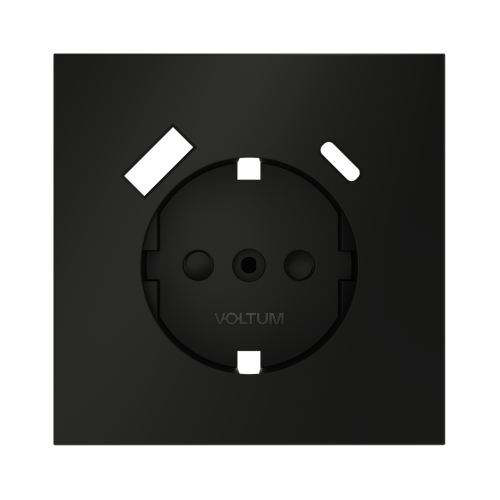 Лицевая панель для розетки с З/К и шторками, с USB A+A, Черный матовый, S70 Voltum VLS000908