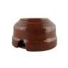 Ретро розетка проходная 90° с 3/К, керамика, коричневый, серебристая фурнитура, Leanza РПКС-90