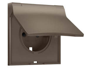 Лицевая панель розетки с З/К с шторками и крышкой, Темная бронза матовый, Sigma Quant Ambrella Volt SP6380 Лицевая панель розетки с З/К с шторками и крышкой, Темная бронза матовый, Sigma Quant Ambrella Volt SP6380