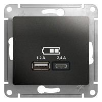 Розетка USB для зарядки A+C, Антрацит, Glossa SE GSL000739