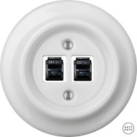 Розетка комп. фарфоровая RJ45 cat.5е, белый глянцевый, Katy Paty ALGsCat5e 