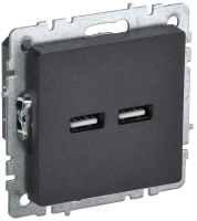 Розетка USB для зарядки, тип А+А 3,1А, Черный, Brite IEK BR-U21-D31-K02