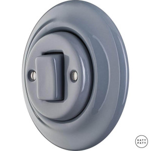 Выключатель кнопочный 1 кл. перекрестный, пепельно-серый глянцевый, Katy Paty LIGW7