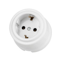 Ретро розетка пластик с 3/К, Белый, Виви TDM ELECTRIC SQ1820-1012