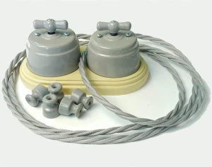 Выключатель керамический 1 кл. проходной (2 положения), Серый, Арбат Interior Electric ВПК-06-П