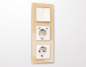 Рамка 3 местная стекло органическое, Шампань, ALFA Platos Ambrella Volt AF330603