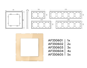 Рамка 3 местная стекло органическое, Шампань, ALFA Platos Ambrella Volt AF330603