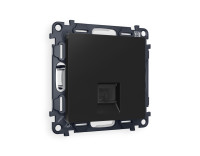 Розетка комп. с шторками RJ45 Cat. 6, Черный матовый, ALFA Quant Ambrella Volt MA812010