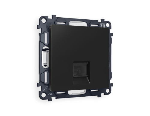 Розетка комп. с шторками RJ45 Cat. 6, Черный матовый, ALFA Quant Ambrella Volt MA812010