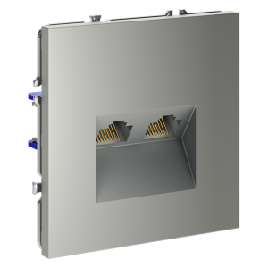 Розетка компьютерная 2-ая RJ45+RJ45 кат.6, Сталь, S70 Voltum VLS060205