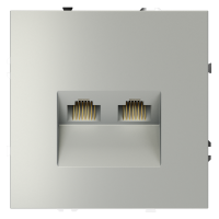 Розетка компьютерная 2-ая RJ45+RJ45 кат.6, Сталь, S70 Voltum VLS060205