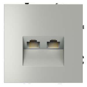 Розетка компьютерная 2-ая RJ45+RJ45 кат.6, Сталь, S70 Voltum VLS060205