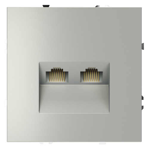 Розетка компьютерная 2-ая RJ45+RJ45 кат.6, Сталь, S70 Voltum VLS060205