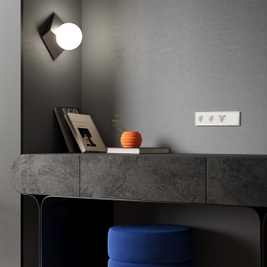 Лицевая панель для розетки с З/К и шторками, с USB A+A, Хлопок, S70 Voltum VLS000913