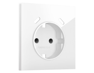 Лицевая панель розетки с З/К и USB зарядкой C+С со шторками, Белый глянец, Sigma Quant Ambrella Volt SP1105