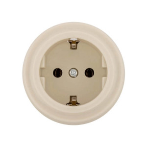 Ретро розетка пластик с 3/К, Слоновая кость, Виви TDM ELECTRIC SQ1820-1317