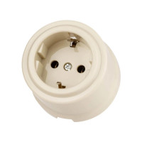 Ретро розетка пластик с 3/К, Слоновая кость, Виви TDM ELECTRIC SQ1820-1317
