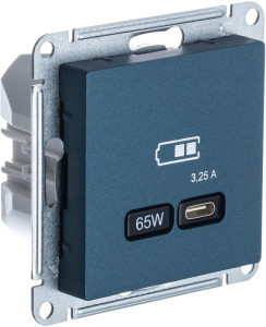Розетка USB для быстрой зарядки, тип C 65Вт, Изумруд, AtlasDesign SE ATN000827