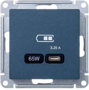 Розетка USB для быстрой зарядки, тип C 65Вт, Изумруд, AtlasDesign SE ATN000827