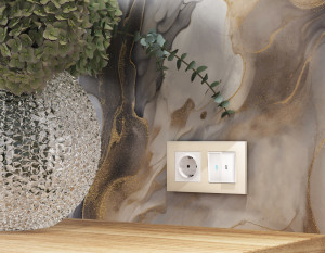 Выключатель 2 кл. с/подсв. (10000K), Белый глянец, ALFA Quant Ambrella Volt MA104020