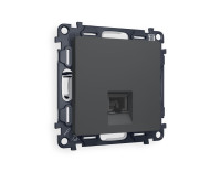 Розетка комп. с шторками RJ45 Cat. 6, Графит мягкое касание, ALFA Quant Ambrella Volt MA912010