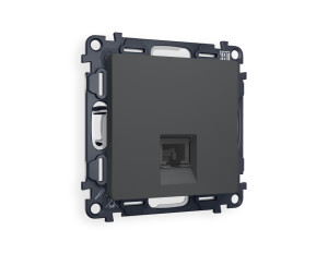 Розетка комп. с шторками RJ45 Cat. 6, Графит мягкое касание, ALFA Quant Ambrella Volt MA912010