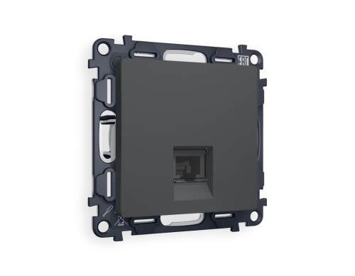 Розетка комп. с шторками RJ45 Cat. 6, Графит мягкое касание, ALFA Quant Ambrella Volt MA912010