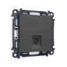 Розетка комп. с шторками RJ45 Cat. 6, Графит мягкое касание, ALFA Quant Ambrella Volt MA912010