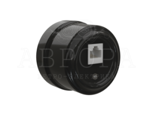 Розетка фарфоровая компьютерная RJ45, Черный, ТМ МезонинЪ Аврора GE70342-05