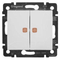 Выключатель 2 клав. с 2ой индикацией, белый, Valena Classic Legrand 774213
