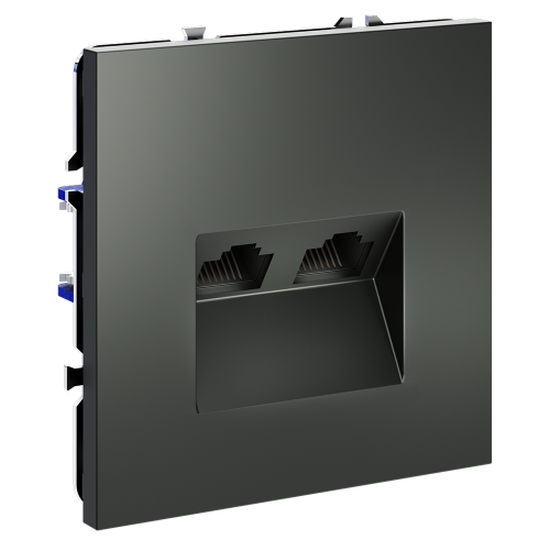 Розетка компьютерная 2-ая RJ45+RJ45 кат.6, Титан, S70 Voltum VLS060206